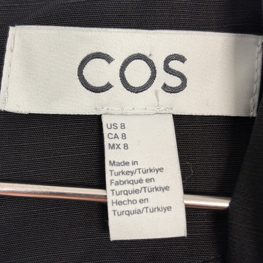 COS Womens Jumpsuit Size 8 Black V-Neck Wide Leg Short Sleeve Minimalist 10849 - Picture 4 of 15